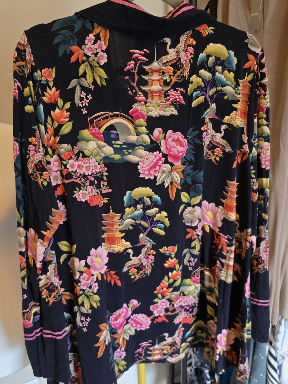 Floral Pagoda Print Tunic Top - Janie Favorite LS Tee - Picture 4 of 8